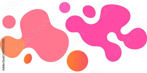 Vibrant pink and orange blobs on a black background