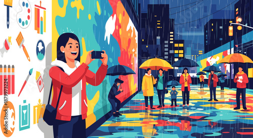 Woman taking photo with smartphone.