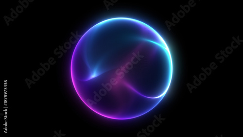 Foto Bright sphere blue pink gradient web colors black isolated background smooth wav