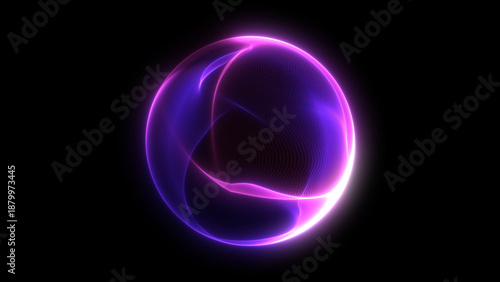 Bild auf Leinwand Navy violet glowing bright pink sphere dark purple shimmering energy orb liquid