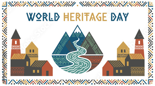 Vibrant World Heritage Day celebration with cultural village scene