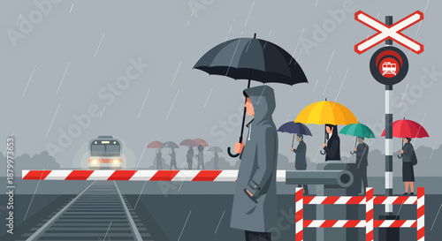 Person Holding Black Open Umbrella.