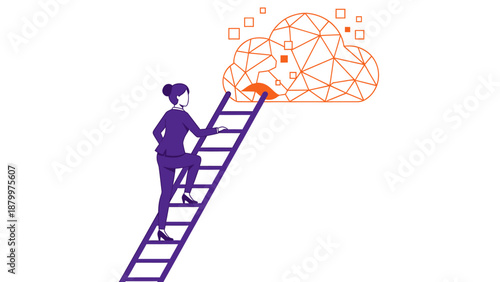 Man Climbing Ladder to Brain.