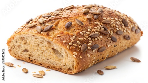 Seeded Bread Loaf Freshly Baked Rustic with Flax Sesame and Sunflower Seeds