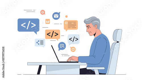 Programmer Working on Code Development.