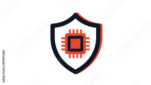 Shield Icon with Microchip Symbol.