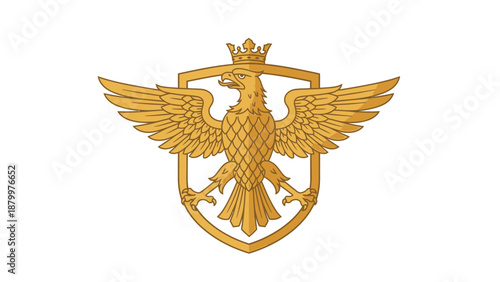 Majestic golden coat of arms of Ukraine featuring elegant wings and intricate heraldic details set against a clean background