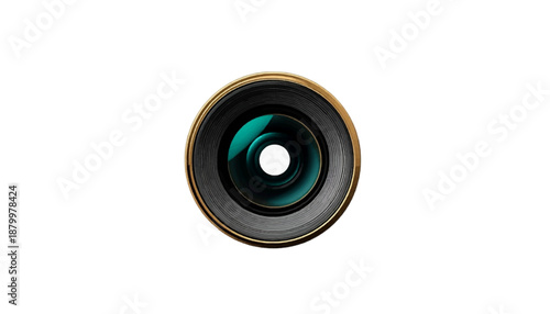 A camera lens icon on transparent background for graphic design