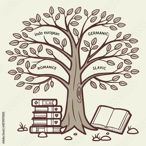 Family genealogy tree with books
