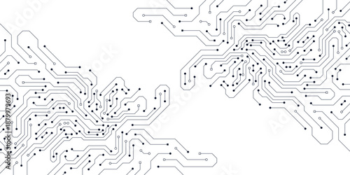 Modern technology black circuit board texture background. Suitable for quantum computer, big data processing and communication concept. Vector