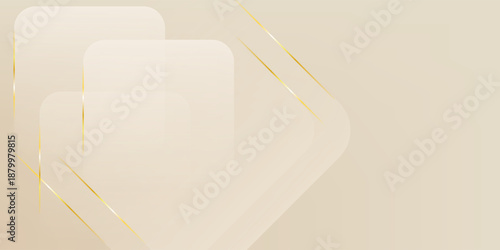 Abstract golden background with white and beige luxury glitter shapes. Golden lines luxury on cream color background.