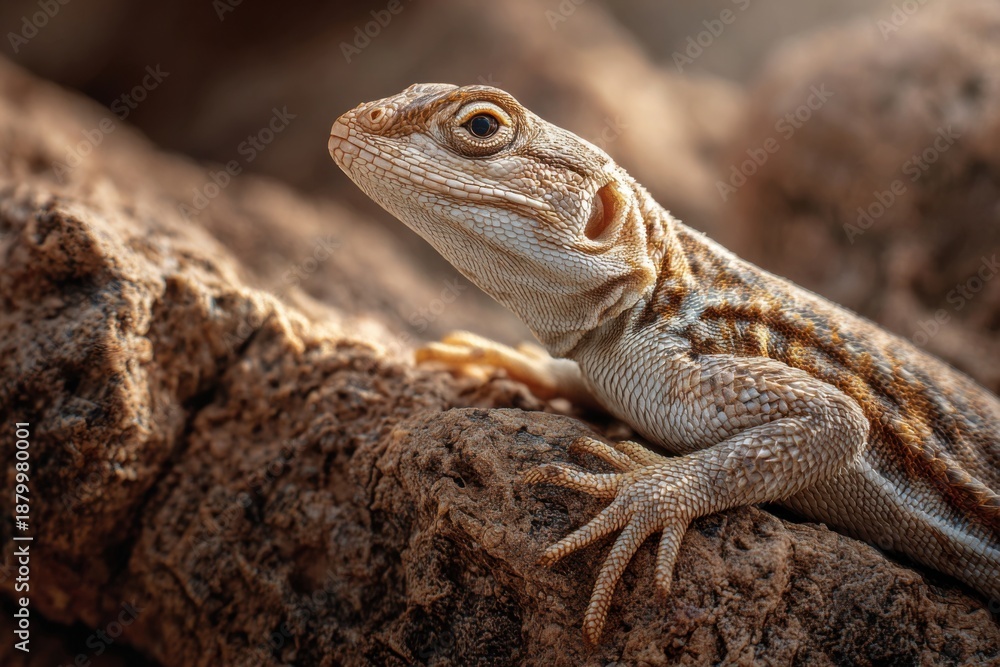 Fototapeta premium Close up of a bearded dragon on a rock