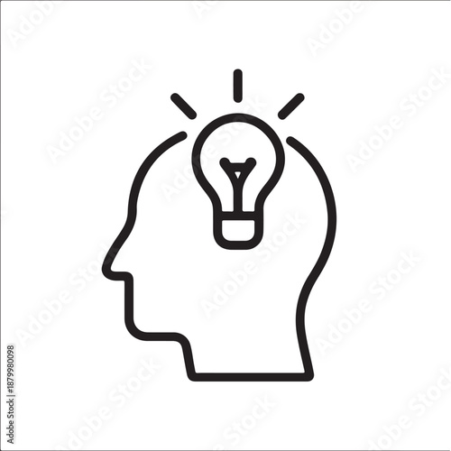 Light bulb head icon representing idea and creativity