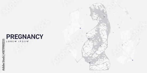 Abstract polygonal illustration depicting the beautiful silhouette of a pregnant woman