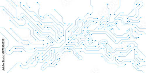 AI circuit board technology texture on white background. Digital communication. Semiconductor and computer processor design concept. Vector