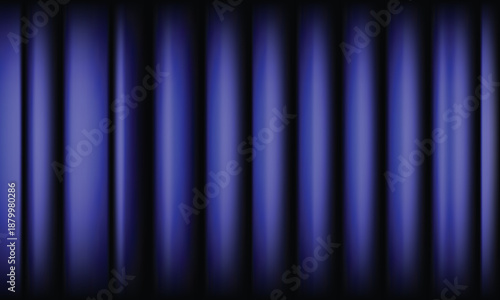 Deep blue vertical stage curtains with subtle light and shadow effects abstract background