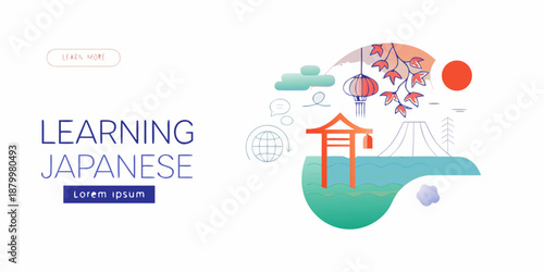 a colorful illustration of japanese culture and learning japanese