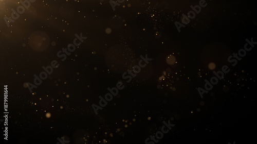 Luxury golden particle rain falling, elegant shimmering particles, glowing light effects, perfect for evening parties, award ceremonies, celebrations, weddings and stage events, 3D premium