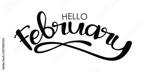 hello February creative typography design.
