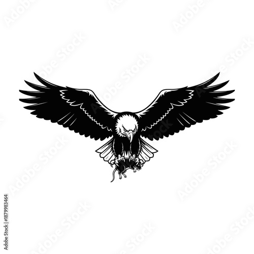 Majestic Eagle in Flight: A powerful eagle soars through the sky, its wings fully outstretched, showcasing its strength, freedom, and commanding presence.