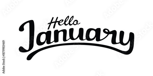hello January creative typography design.