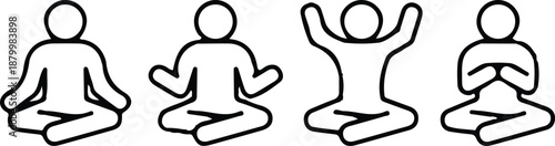 yoga meditation man outline icon set vector illustration collection design art 