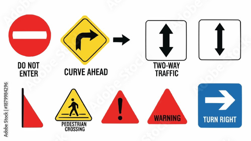 Collection of Road Traffic Signs and Symbols.