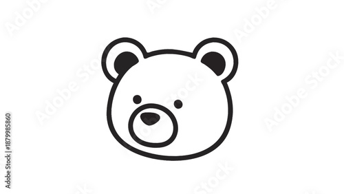 Cute cartoon teddy bear face simple line drawing.
