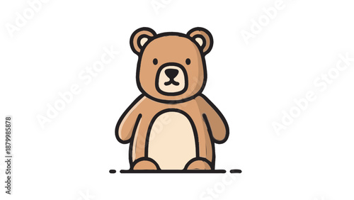 Cute cartoon teddy bear illustration isolated on white background.