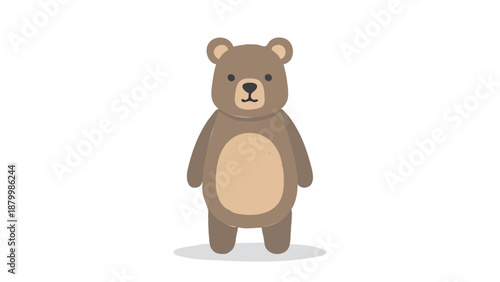 Cute cartoon bear standing on white background.