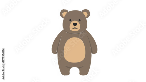 Cute cartoon brown bear standing illustration.