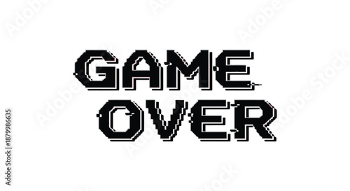 A striking visual representation of the phrase game over displayed in bold black lettering against a stark white background silhouette