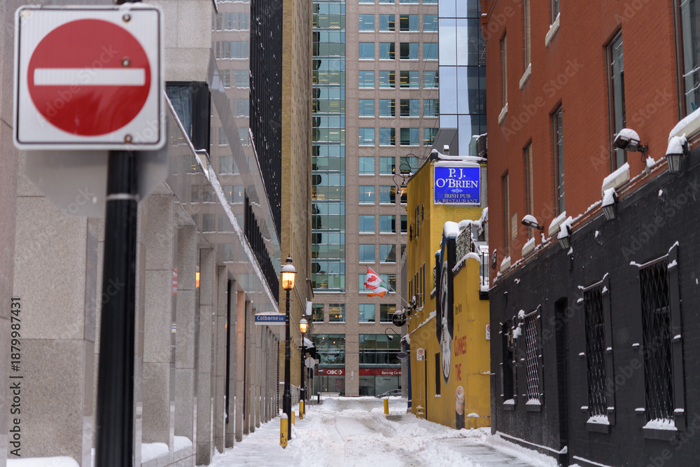 Fototapeta premium looking north on Leader Ln to P.J. O'Brien Irish Pub & Restaurant (located at 39 Colborne St), Toronto