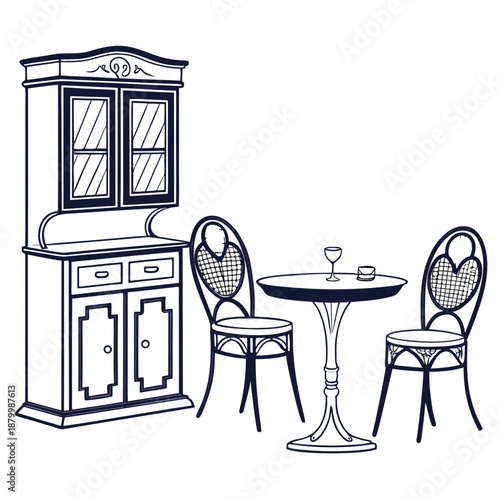 Elegant dining set with cabinet and table