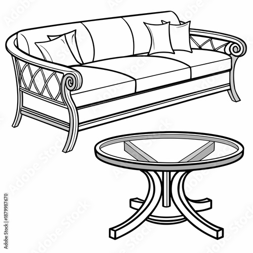 Elegant living room set with sofa and coffee table