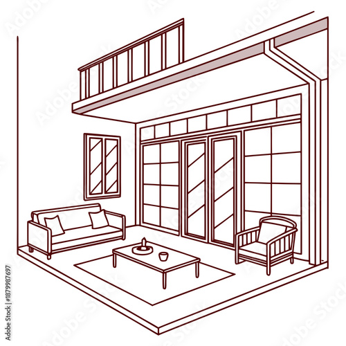 Modern living room with loft