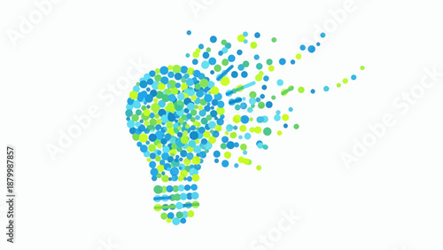 Abstract Lightbulb Idea Bursting with Colorful Particles.