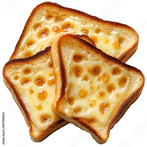 Toasted cheese bread slices close up view