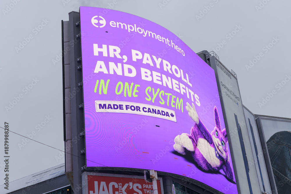 Obraz premium digital billboard for employment hero at Sankofa Square, Toronto