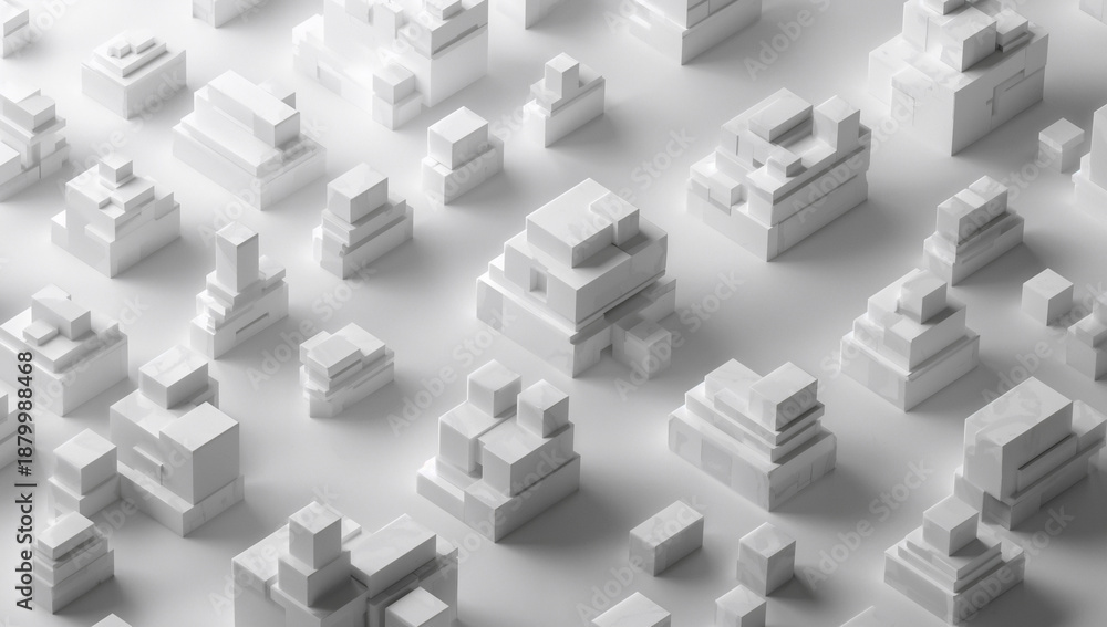 Fototapeta premium Abstract minimalist white geometric shapes arranged in a pattern