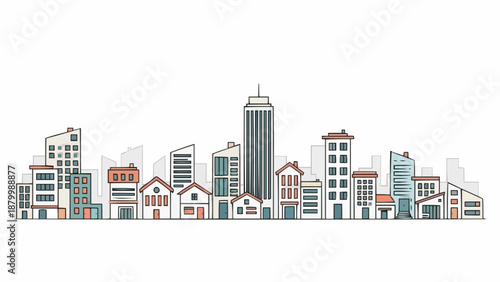 Modern City Skyline Buildings Illustration.