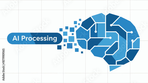 AI Processing Brain Digital Network.