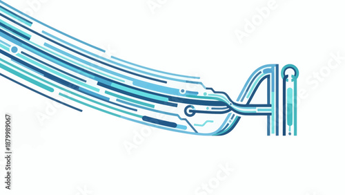 AI Technology Futuristic Digital Data Stream.