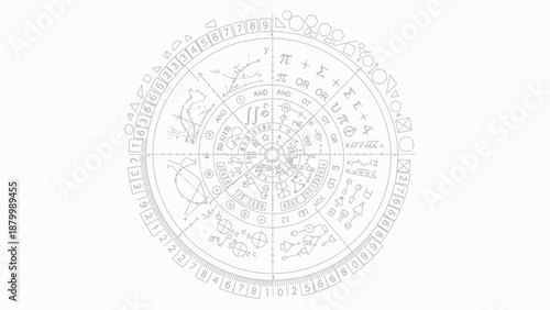 Astrology Zodiac Wheel with Symbols and Constellations.