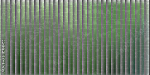 Green reeded glass texture with vertical lines. Translucent green glass surface for modern design and architecture.