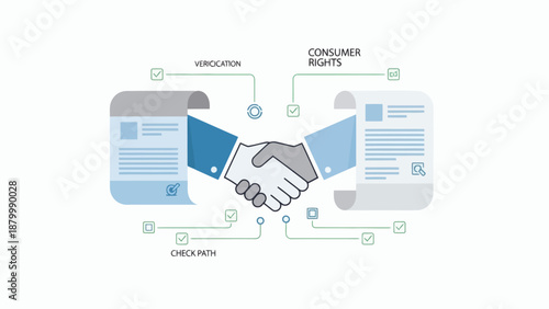 Business Agreement Handshake with Legal Documents and Consumer Rights.