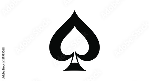 A striking depiction of a black spade card symbol presented against a plain white background focusing on its iconic silhouette