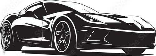 Sleek Black and White Sports Car Vector Illustration