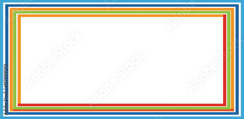 Multicolored rectangular frame surrounding a blank white space viewed from a straight-on perspective