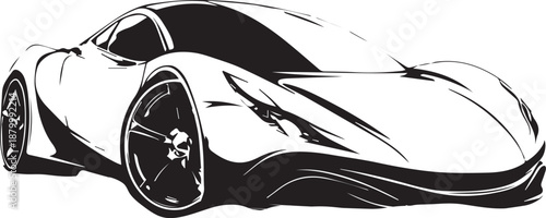 Sleek Black and White Sports Car Vector Illustration
